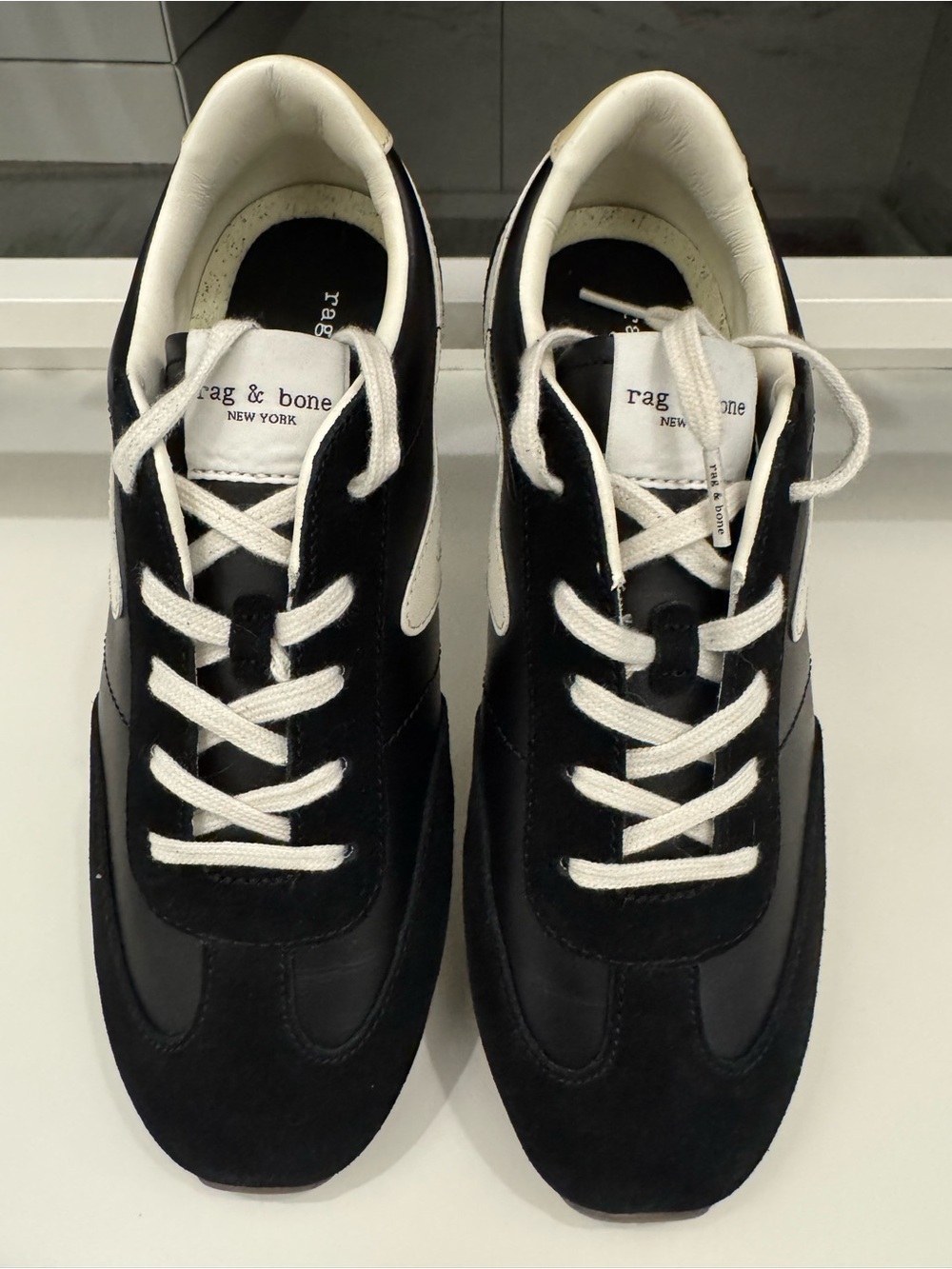 rag & bone Black and White Low-Top Sneakers